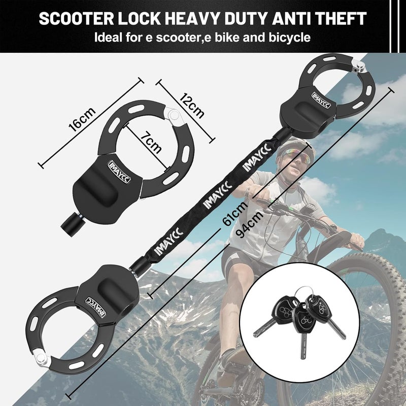 IMAYCC Scooter Locks Anti Theft,Bike Chain Lock with Key,Electric Scooter Lock Anti Theft for Segway,Ninebot and Bicycle Lock Cable Accessories - Image 2